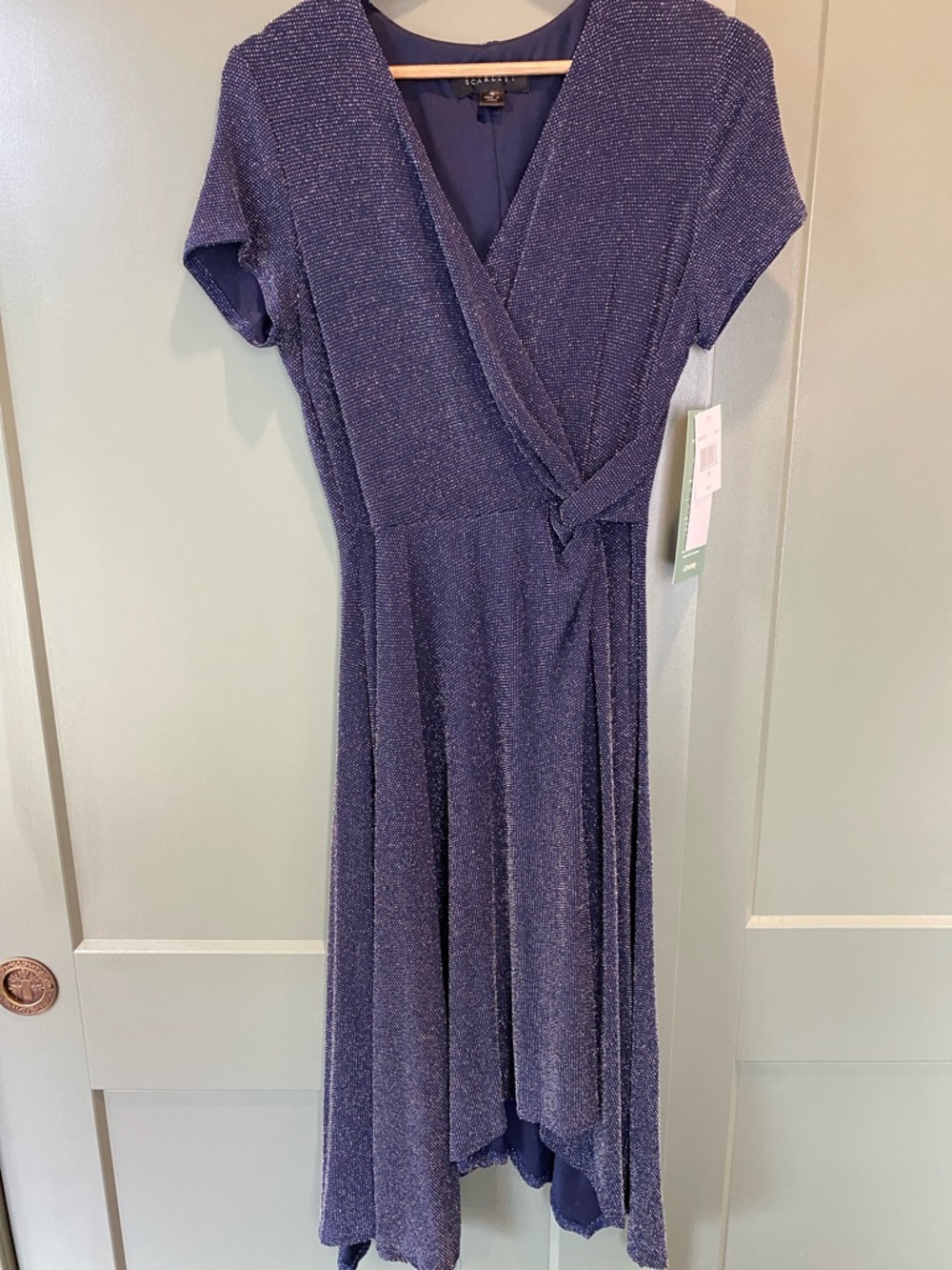 Scarlett Midnight Blue Shimmer Wrap Midi Dress